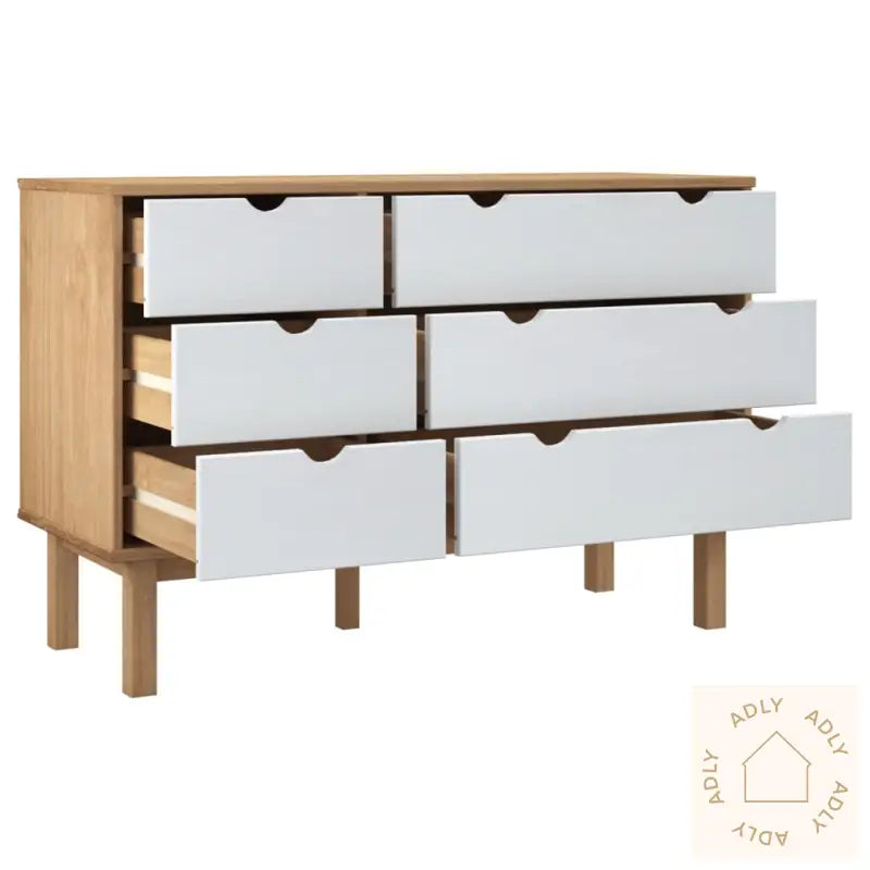 Kommode Otta Brun Og Hvit 111X43X73,5 Cm Heltre Furu