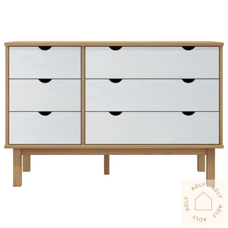 Kommode Otta Brun Og Hvit 111X43X73,5 Cm Heltre Furu