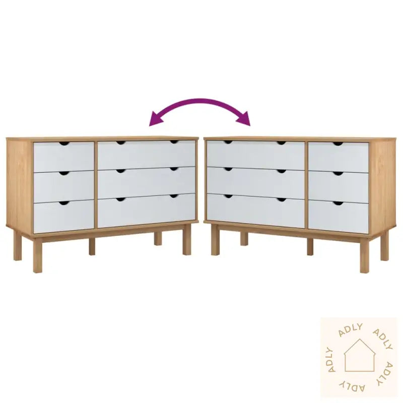 Kommode Otta Brun Og Hvit 111X43X73,5 Cm Heltre Furu