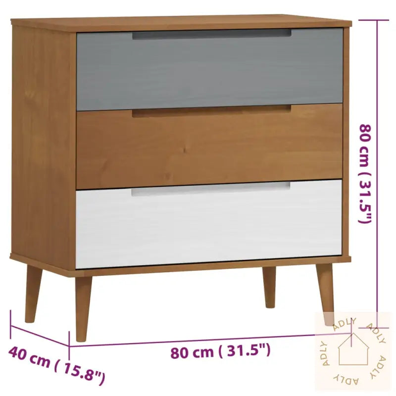 Kommode Molde Brun 80X40X80 Cm Heltre Furu