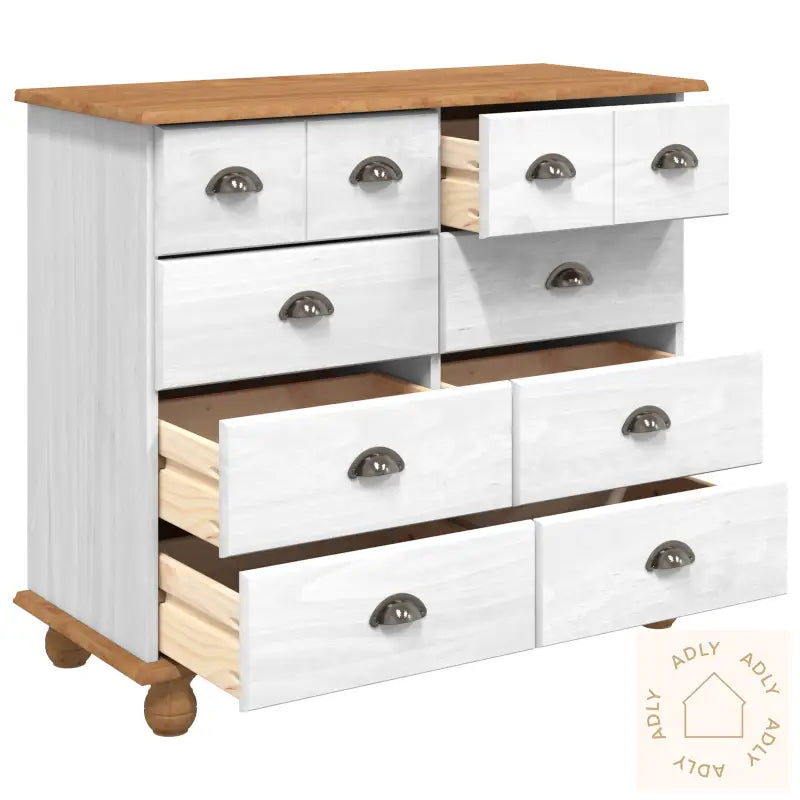 Kommode 'Askim'hvit 91X40X79 Cm Solid Tre Pine