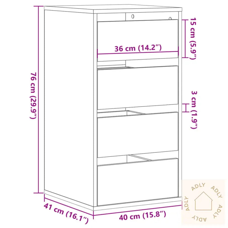 Kommode Røkt Eik 40X41X76 Cm Konstruert Tre