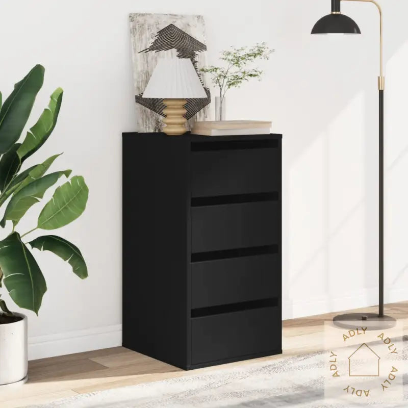 Kommode Svart 40X41X76 Cm Konstruert Tre