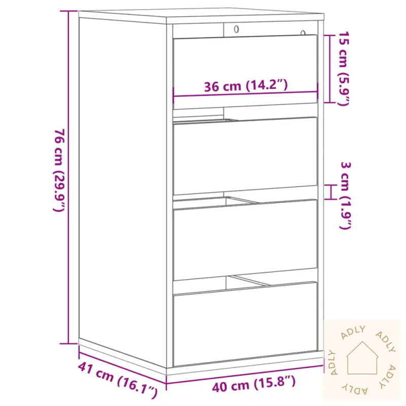 Kommode Svart 40X41X76 Cm Konstruert Tre