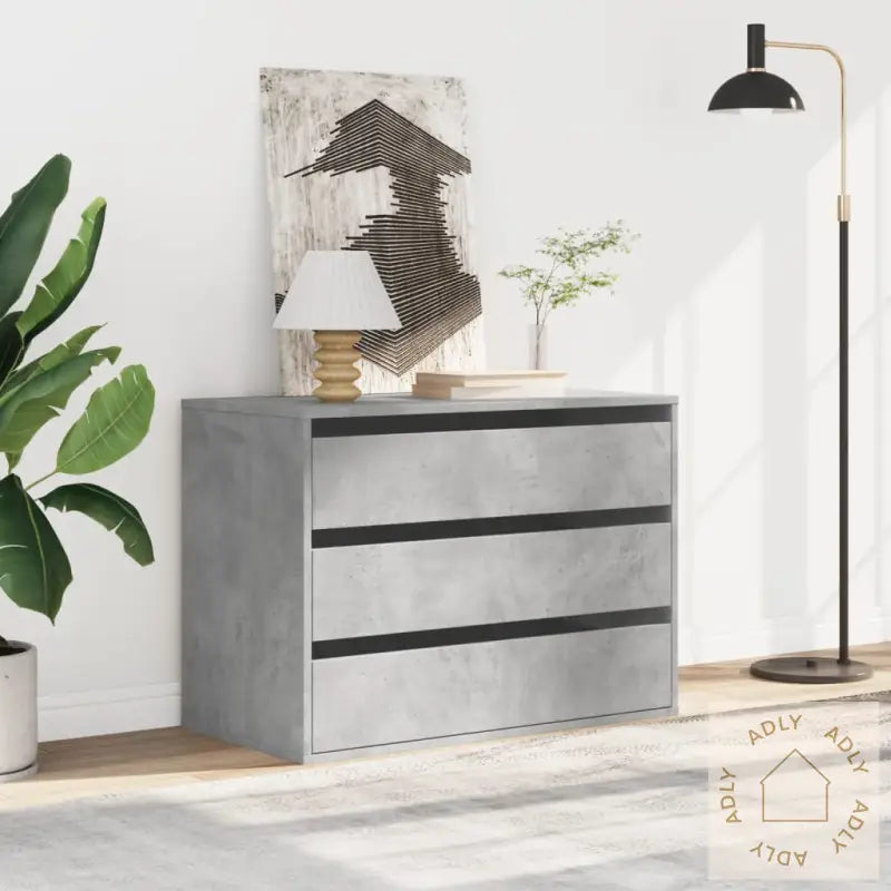 Kommode Betonggrå 80X41X58 Cm Konstruert Tre