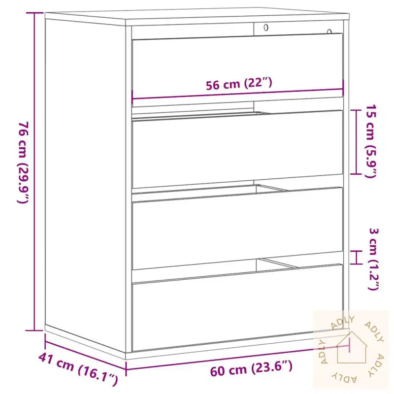 Kommode Svart 60X41X76 Cm Konstruert Tre