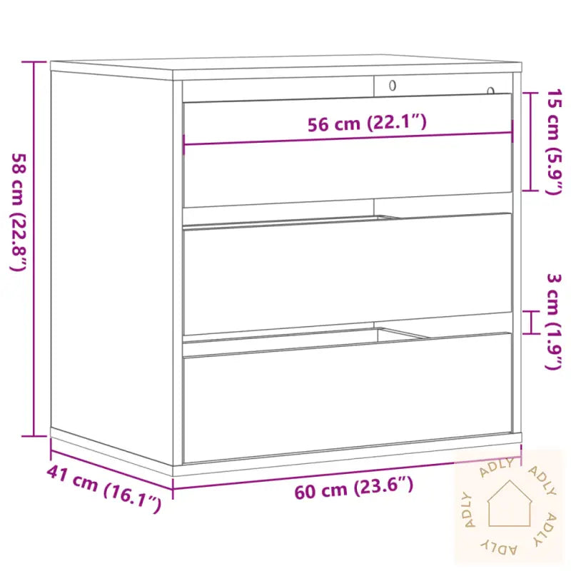 Kommode Betonggrå 60X41X58 Cm Konstruert Tre