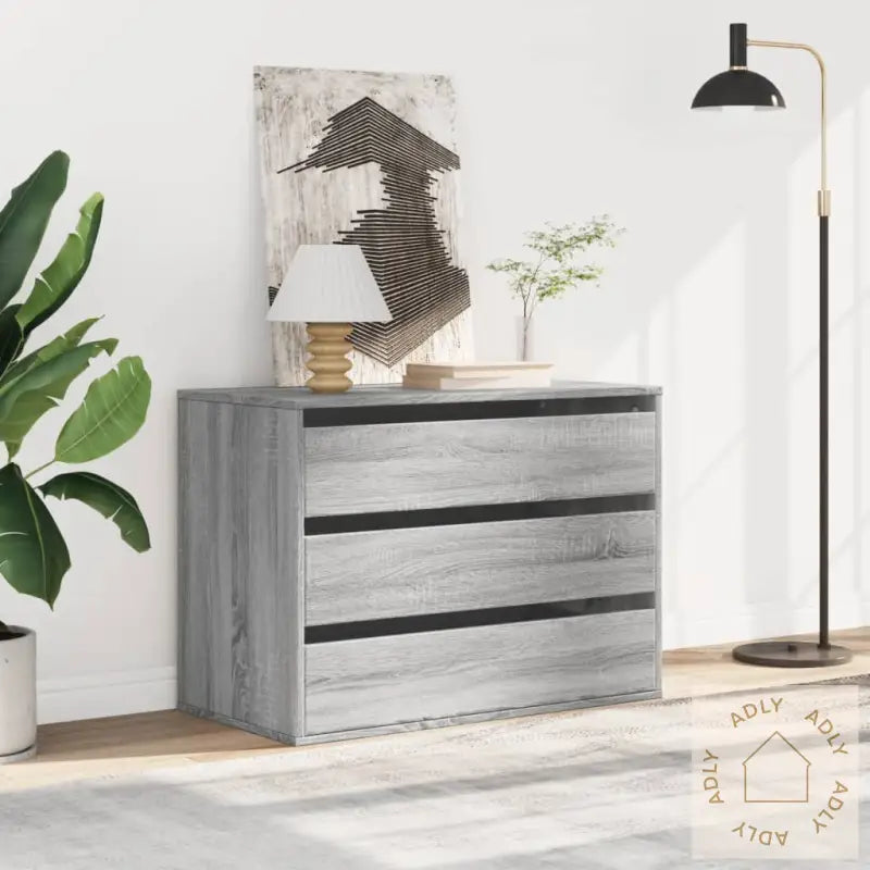 Kommode Grå Sonoma 80X41X58 Cm Konstruert Tre