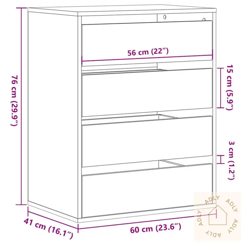 Kommode Røkt Eik 60X41X76 Cm Konstruert Tre