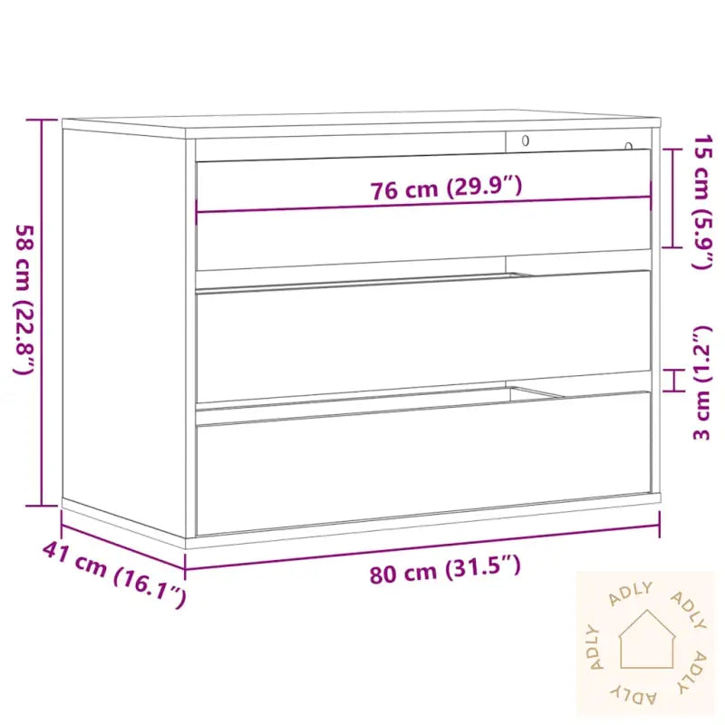 Kommode Svart 80X41X58 Cm Konstruert Tre