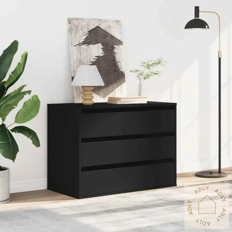 Kommode Svart 80X41X58 Cm Konstruert Tre