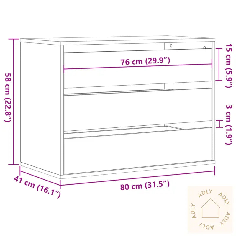 Kommode Sonoma Eik 80X41X58 Cm Konstruert Tre