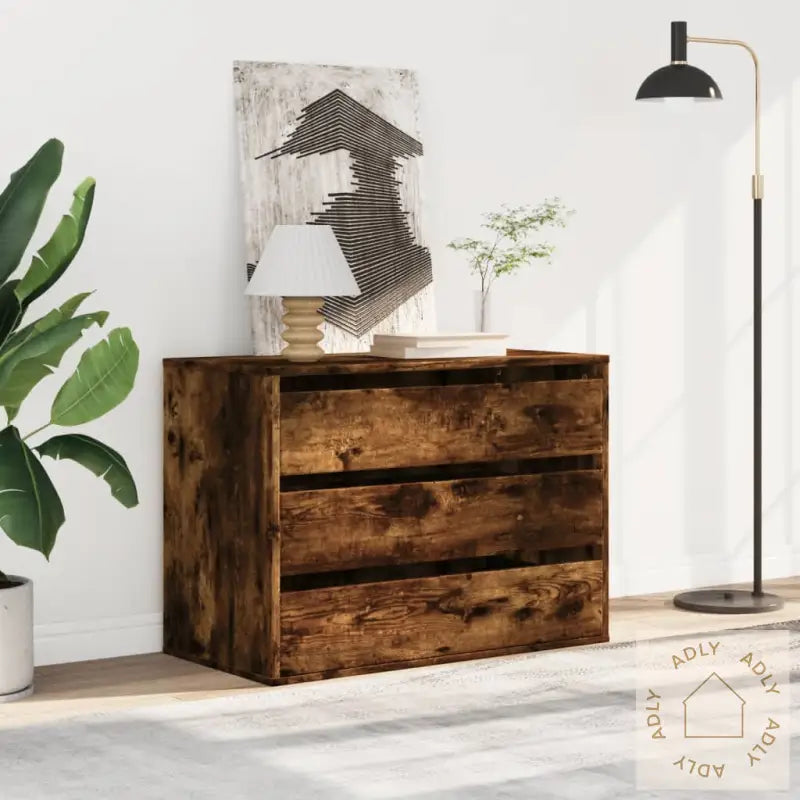 Kommode Røkt Eik 80X41X58 Cm Konstruert Tre