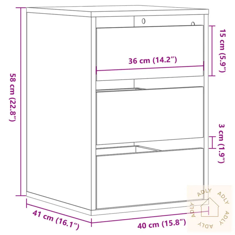 Kommode Betonggrå 40X41X58 Cm Konstruert Tre