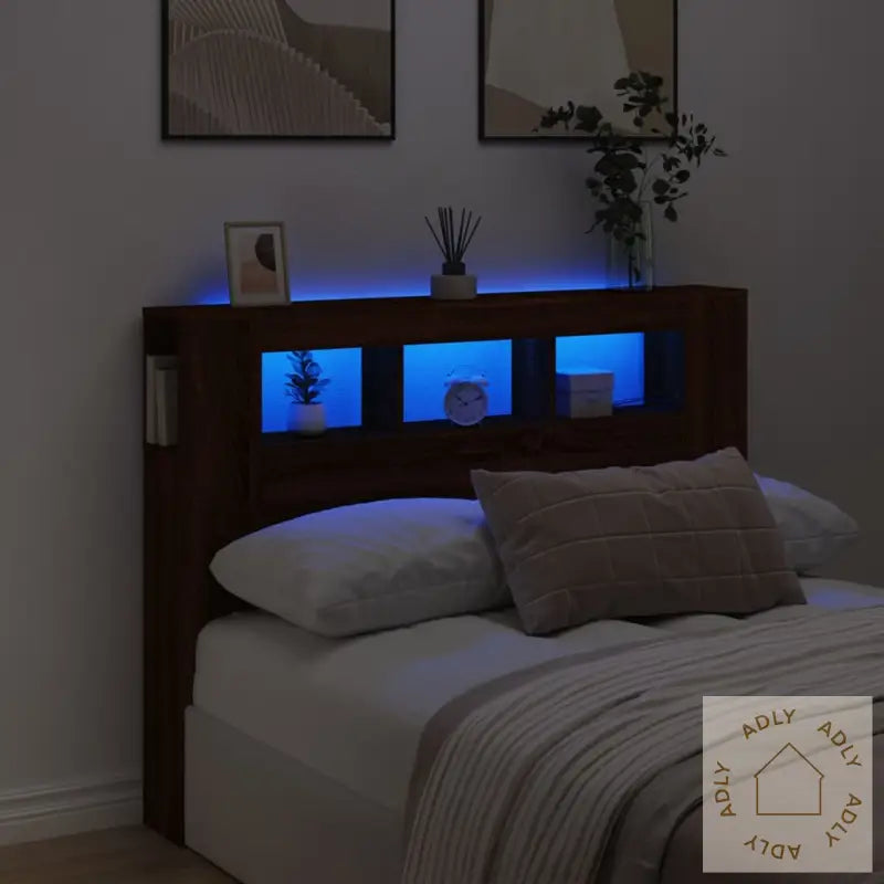 Sengegavl Med Led Brun Eik 140X18,5X103,5Cm Konstruert Tre