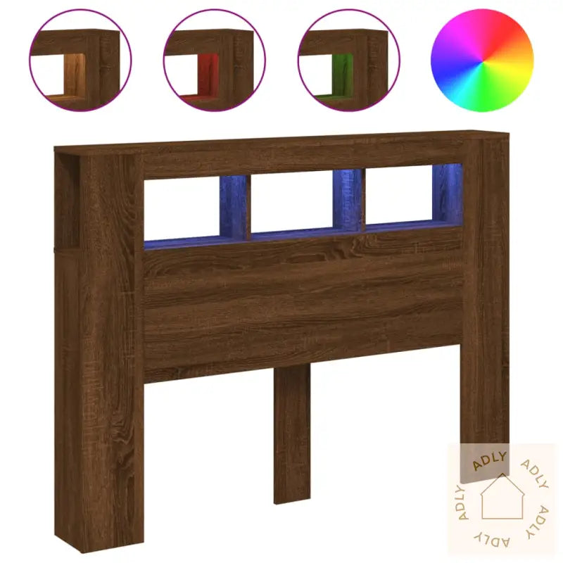 Sengegavl Med Led Brun Eik 140X18,5X103,5Cm Konstruert Tre