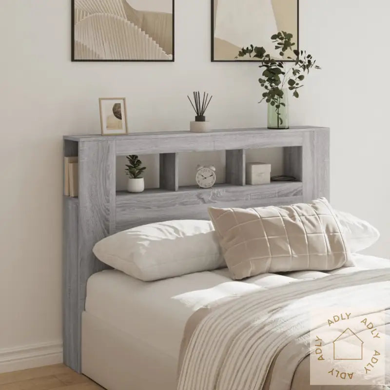 Sengegavl Med Led Grå Sonoma 140X18,5X103,5 Cm Konstruert Tre