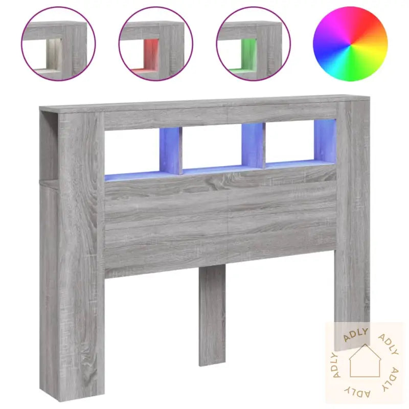 Sengegavl Med Led Grå Sonoma 140X18,5X103,5 Cm Konstruert Tre