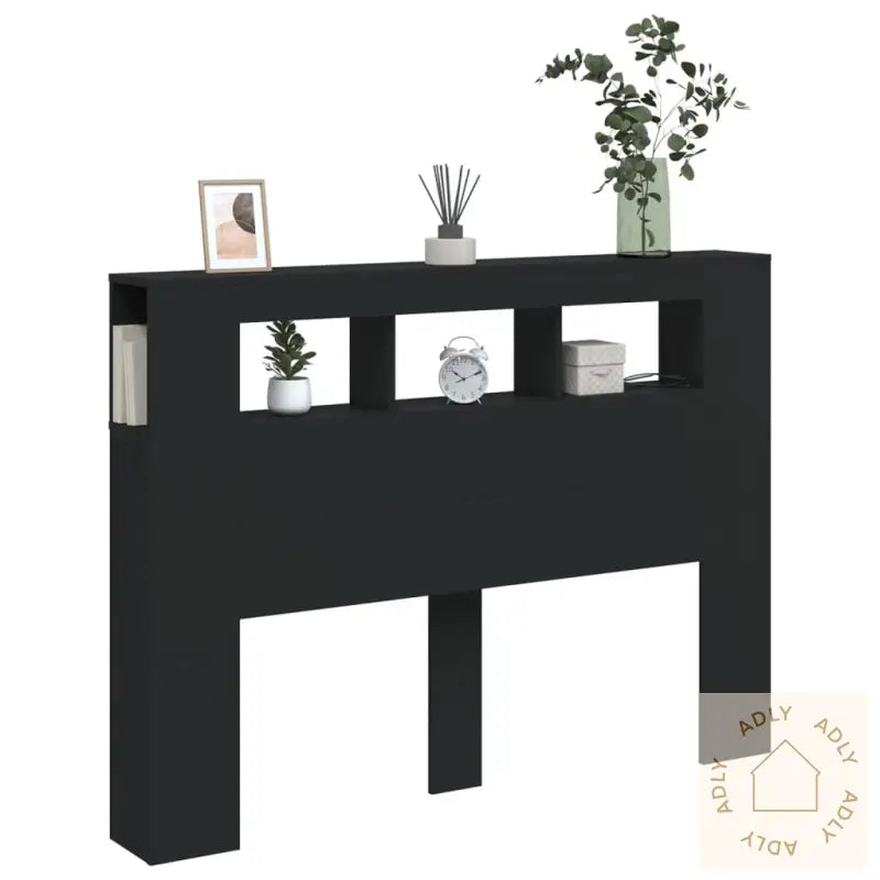 Sengegavl Med Led Svart 140X18,5X103,5 Cm Konstruert Tre
