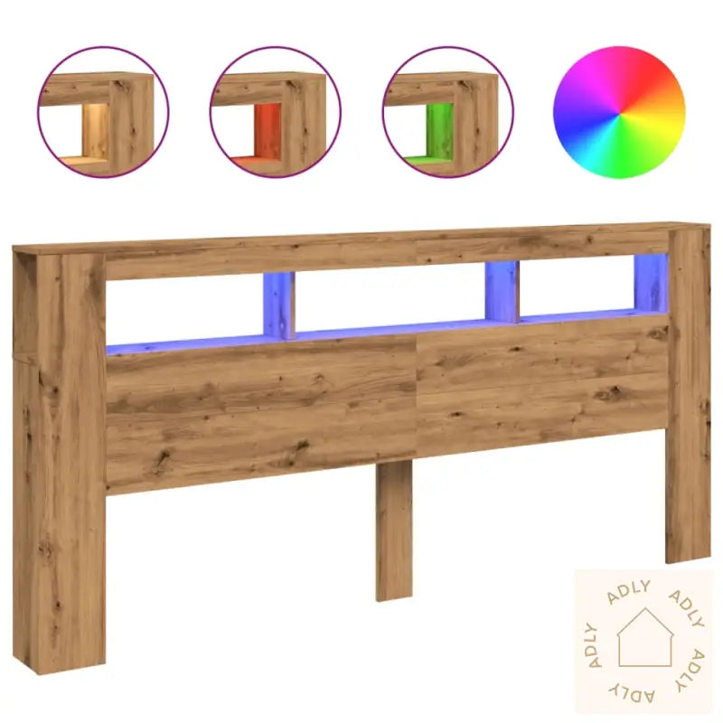 Sengegavl Med Led Artisan Eik 220X18,5X103,5 Cm Konstruert Tre