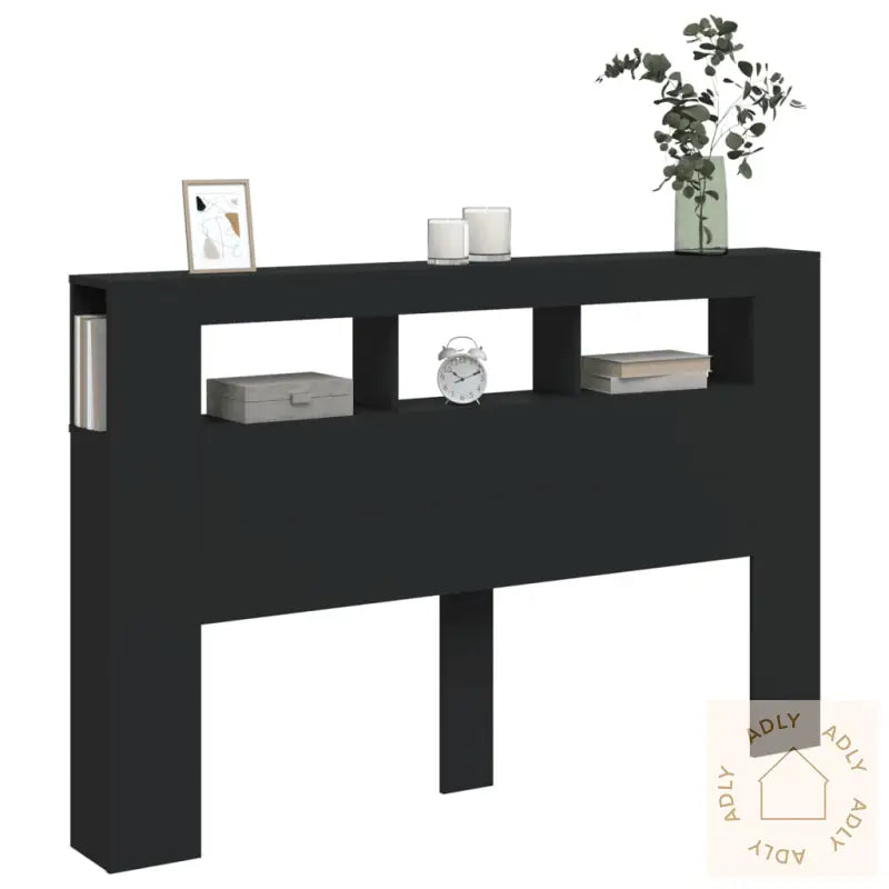 Sengegavl Med Led Svart 160X18,5X103,5 Cm Konstruert Tre