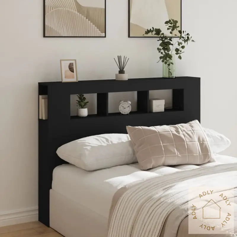 Sengegavl Med Led Svart 140X18,5X103,5 Cm Konstruert Tre