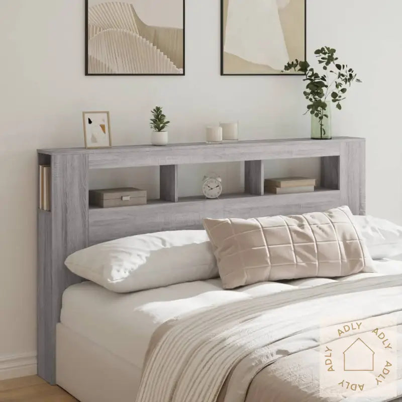 Sengegavl Med Led Grå Sonoma 180X18,5X103,5 Cm Konstruert Tre