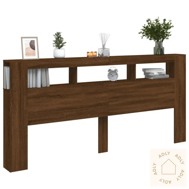 Sengegavl Med Led Brun Eik 220X18,5X103,5 Cm Konstruert Tre