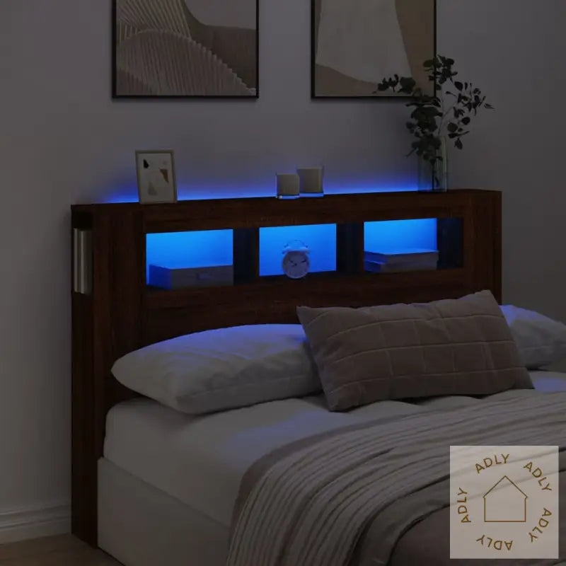 Sengegavl Med Led Brun Eik 160X18,5X103,5 Cm Konstruert Tre