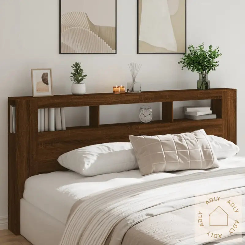 Sengegavl Med Led Brun Eik 220X18,5X103,5 Cm Konstruert Tre
