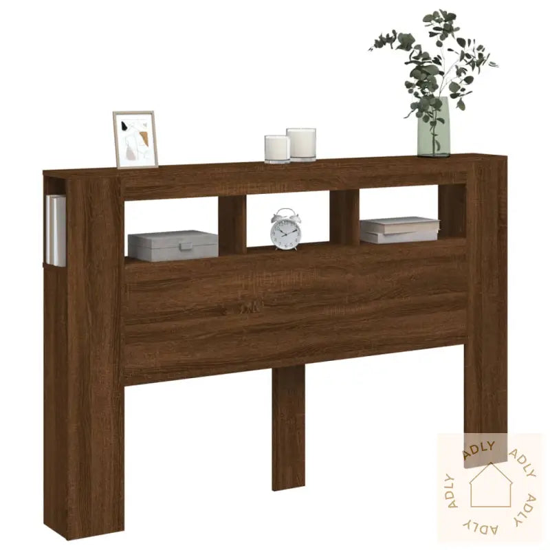 Sengegavl Med Led Brun Eik 160X18,5X103,5 Cm Konstruert Tre