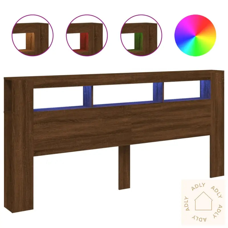 Sengegavl Med Led Brun Eik 220X18,5X103,5 Cm Konstruert Tre