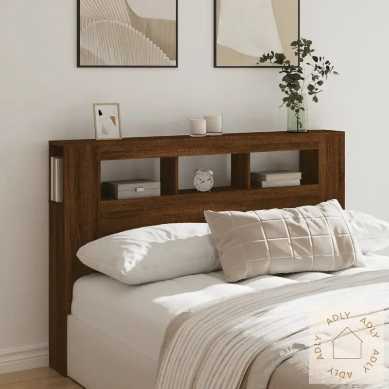 Sengegavl Med Led Brun Eik 160X18,5X103,5 Cm Konstruert Tre