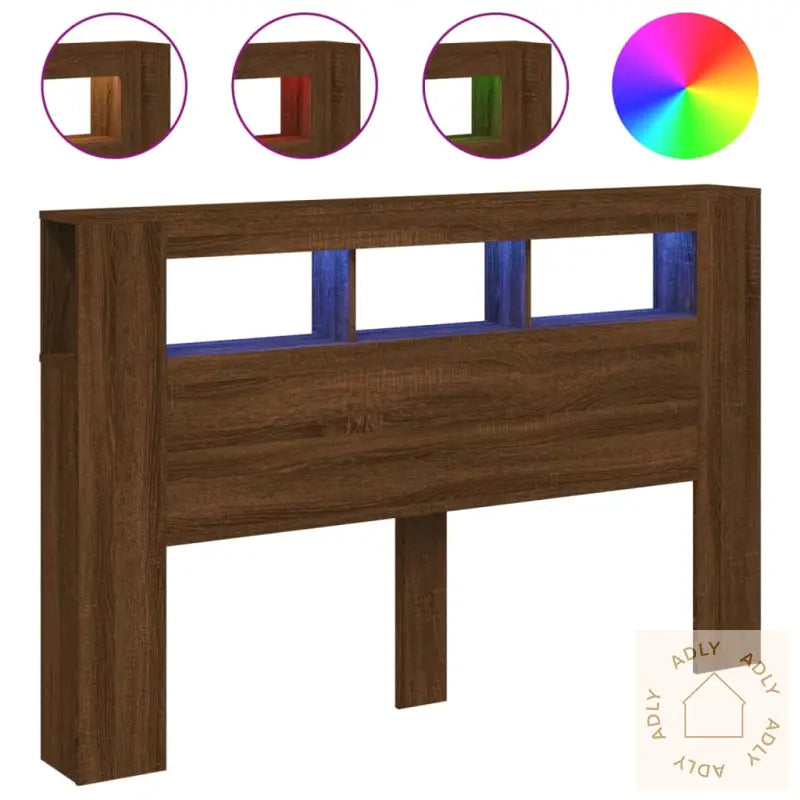 Sengegavl Med Led Brun Eik 160X18,5X103,5 Cm Konstruert Tre