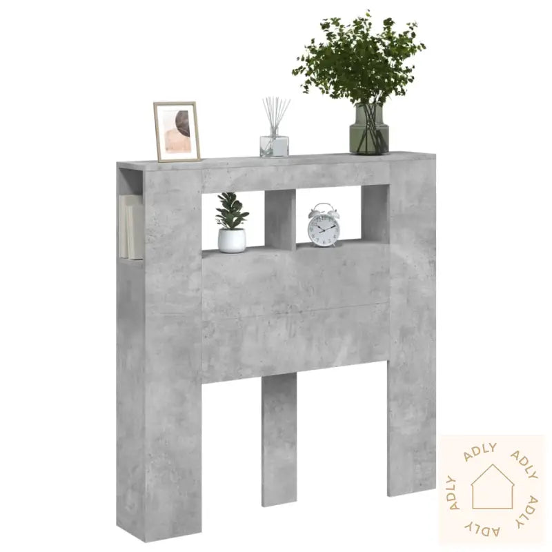 Sengegavl Med Led Betonggrå 100X18,5X103,5 Cm Konstruert Tre
