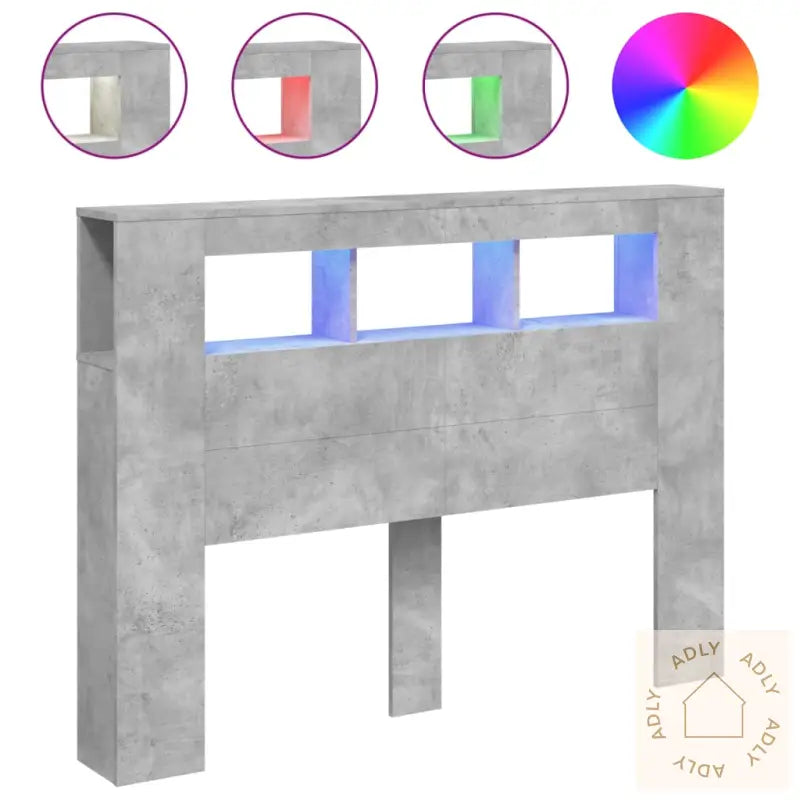 Sengegavl Med Led Betonggrå 140X18,5X103,5 Cm Konstruert Tre
