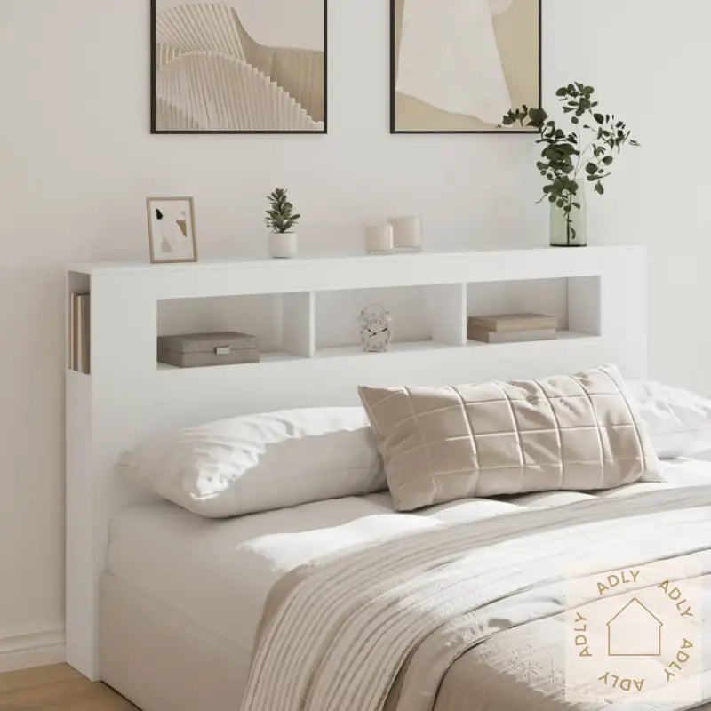 Sengegavl Med Led Hvit 180X18,5X103,5 Cm Konstruert Tre