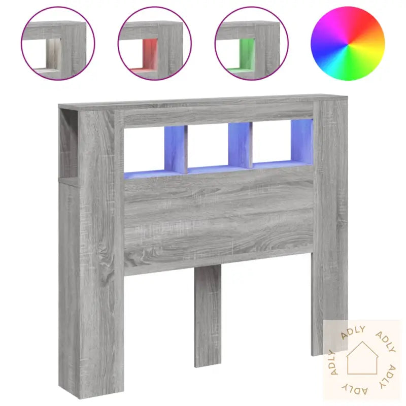 Sengegavl Med Led Grå Sonoma 120X18,5X103,5 Cm Konstruert Tre