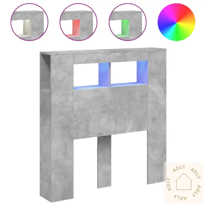 Sengegavl Med Led Betonggrå 100X18,5X103,5 Cm Konstruert Tre