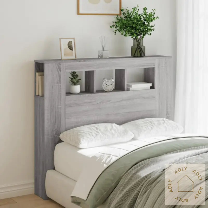 Sengegavl Med Led Grå Sonoma 120X18,5X103,5 Cm Konstruert Tre