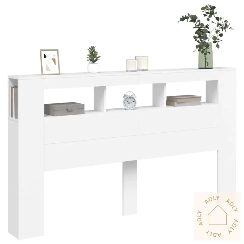 Sengegavl Med Led Hvit 180X18,5X103,5 Cm Konstruert Tre