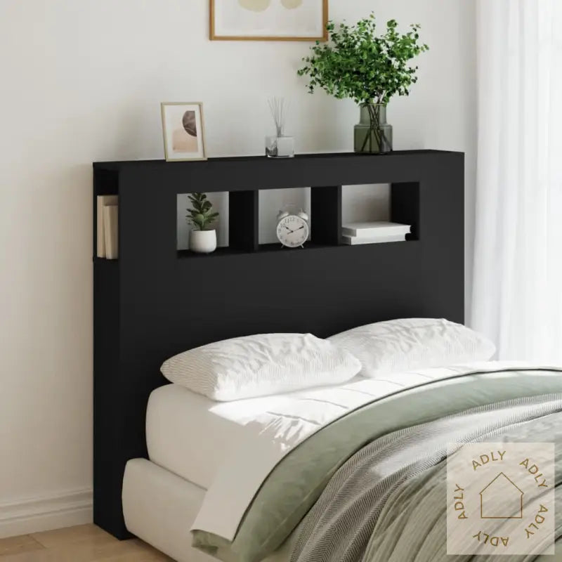 Sengegavl Med Led Svart 120X18,5X103,5 Cm Konstruert Tre