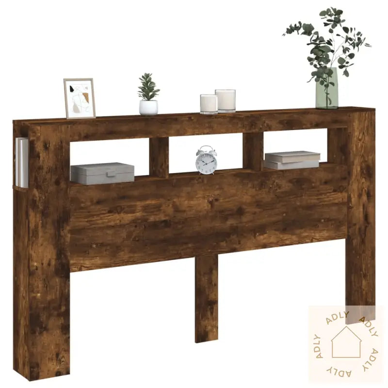 Sengegavl Med Led Røkt Eik 180X18,5X103,5 Cm Konstruert Tre