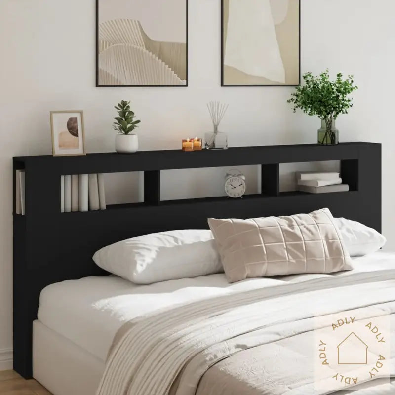 Sengegavl Med Led Svart 220X18,5X103,5 Cm Konstruert Tre