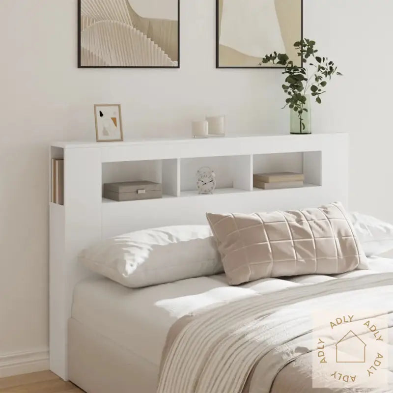 Sengegavl Med Led Hvit 160X18,5X103,5 Cm Konstruert Tre