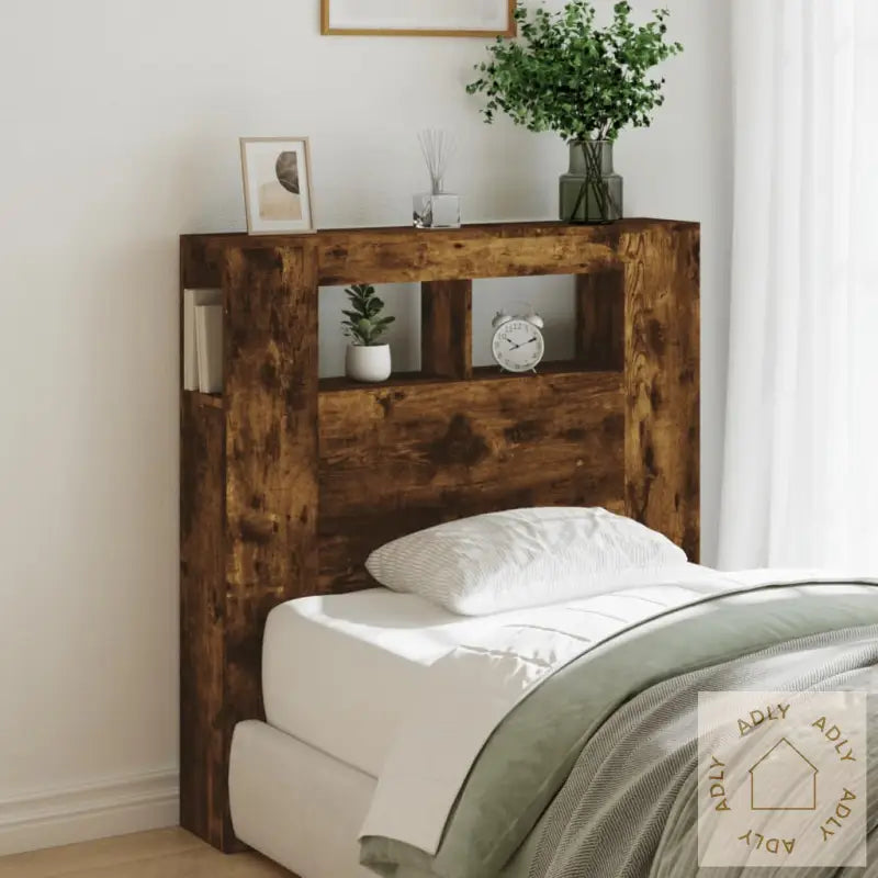 Sengegavl Med Led Røkt Eik 100X18,5X103,5 Cm Konstruert Tre