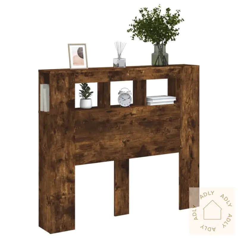 Sengegavl Med Led Røkt Eik 120X18,5X103,5 Cm Konstruert Tre
