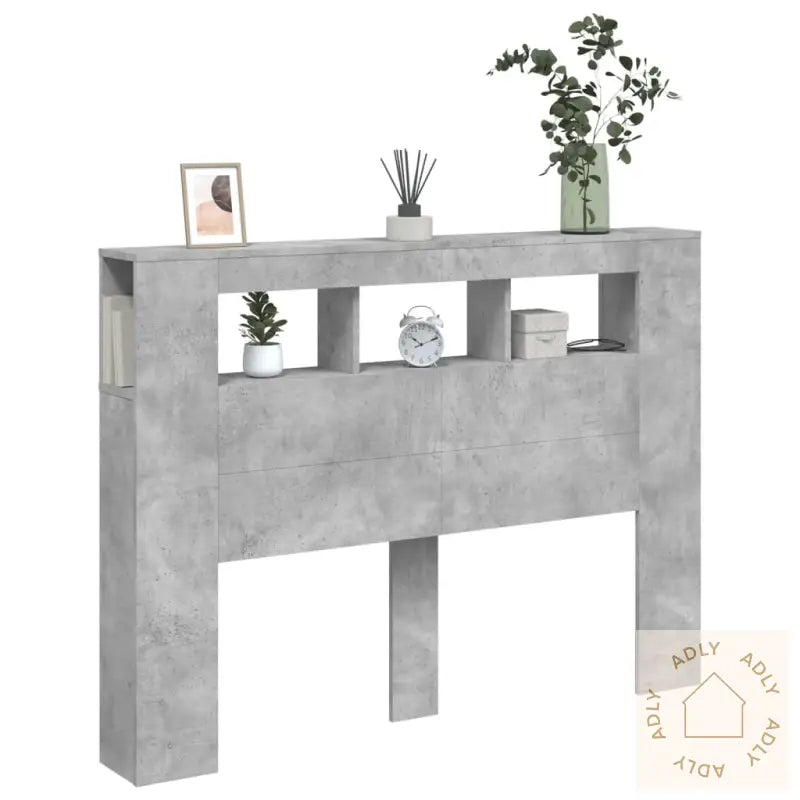 Sengegavl Med Led Betonggrå 140X18,5X103,5 Cm Konstruert Tre