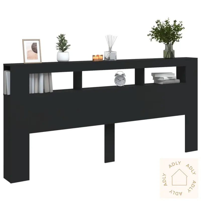 Sengegavl Med Led Svart 220X18,5X103,5 Cm Konstruert Tre