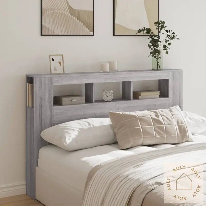 Sengegavl Med Led Grå Sonoma 160X18,5X103,5 Cm Konstruert Tre